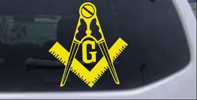 Masonic Square And Compass Car Truck Window Decal Sticker Yellow 4X4.3 • $5.07