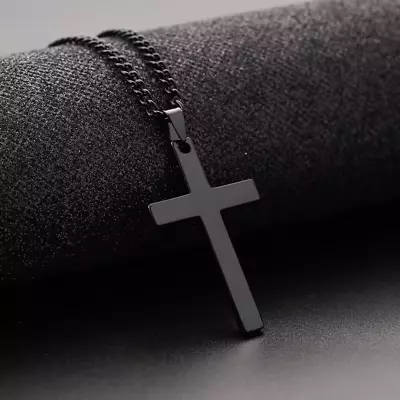 Titanium Cross Mens/Womens Black And With 22 Inch Chain • $11.50