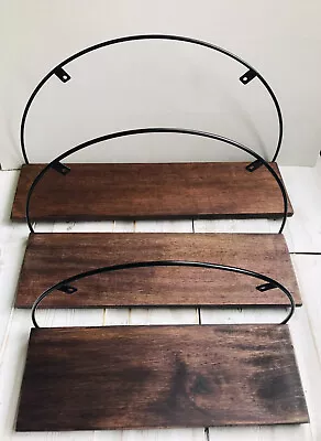 Habitat Retro Style Mid Century Set Of 3 Metal & Wood Surround Shelves New Boxed • £14