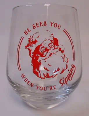 Hallmark’s Christmas Wine Glass “HE SEES YOU WHEN YOU'RE SIPPING   VIP 2023 NEW • $17