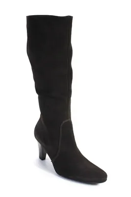 C La Canadienne Women's Suede Knee High Block Heel Boots Brown Size 8.5 • $59.79