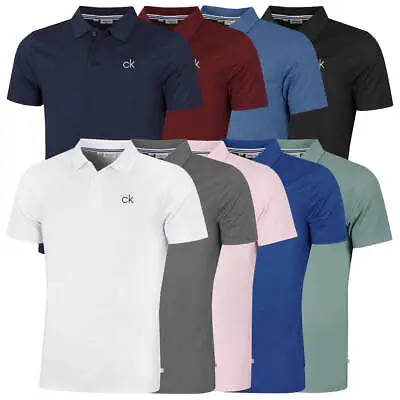 Calvin Klein Mens 2024 Central Eco Light Wicking Golf Polo Shirt 25% OFF RRP • £29.99