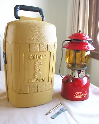 VINTAGE COLEMAN LANTERN MODEL 200A  Yellow Globe - W/carrying Case • $127.50