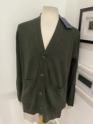 Thom Sweeney Cardigan Button Through Linen/Cotton Medium Green BNWT RRP £395 • £1.24