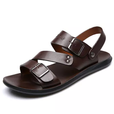 Men's Double Buckle Shoes Summer Hollow Out Sandals Beach Roman Casual Comfort • £24.37