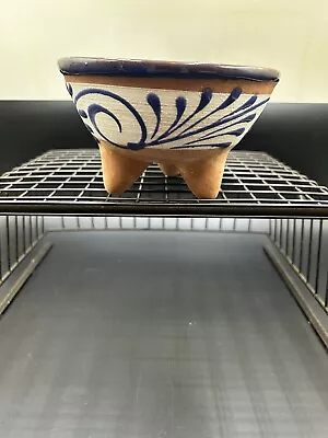 Hand Painted Mexican Pottery Footed Salsa Bowl • $10