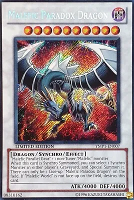 Yugioh Malefic Paradox Dragon YMP1-EN007 Secret Rare Limited Edition 2011 NM • $10.69