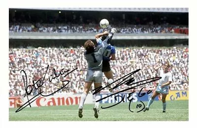 Diego Maradona & Peter Shilton Hand Of God Autograph Signed Photo Poster Print • £6.89