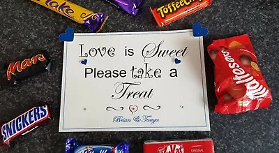 Love Is Sweet Take A Treat Grab A Bag Sweet Table Candy Cart Sign Personalised • £3.99