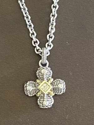 $199 • Buy Judith Ripka Maltese Cross Sterling Silver 14kt Gold And Genuine Diamonds