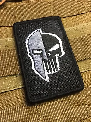 1 X Spartan Punisher Patch Badge  Hook And Loop 8 Cm X 5cm Covert Tactical • £5.50