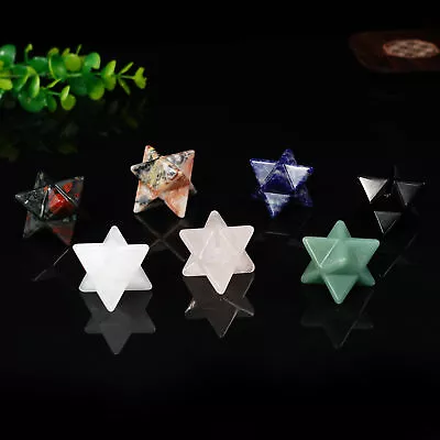 7PCS 7 Chakra Point Merkaba Star Natural Quartz Mix Stone Hand Carved Crystal • $39.41