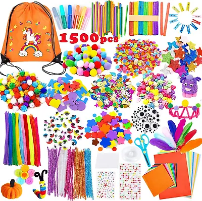 £28.75 • Buy 1500 Pieces Arts And Crafts Box DIY Crafting Set Kit Children Kids Gift Age 4-12