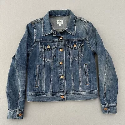 J Crew Jacket Womens Small Classic Denim Trucker Style Medium Wash Blue • $22