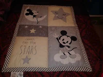 Disney Baby Mickey Mouse Lambs & Ivy Crib Bedding Gray Comforter Star • $22.95