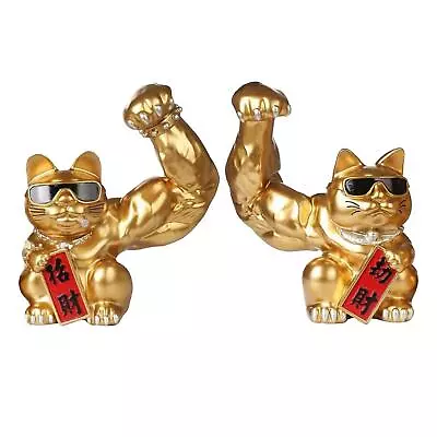 Large Chinese Muscle Arm Lucky Cat Figurine Waving Giant Arm Decoration Big • $78.33