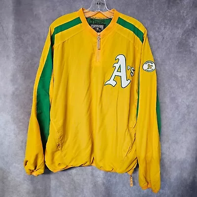 Vintage Majestic Cooperstown Oakland A’s Athletics Throwback 1/4 Zip Jacket Sz L • $49.99