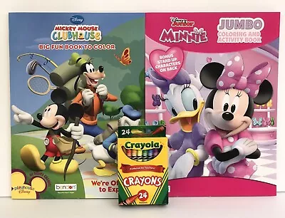 New 3pc Disney Mickey & Minnie Mouse Coloring & Activity Books And Crayons • $12.99