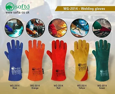 Gloves Welding Leather Gauntlets Heat Resistant BBQ TIG MIG Safety Welder • £8.99