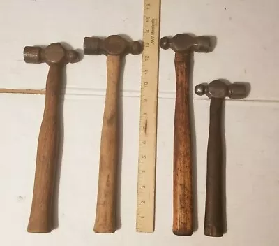 Vintage Ball Peen Hammers Tool Lot Of 4  Machinist Blacksmith Mechanics  • $45