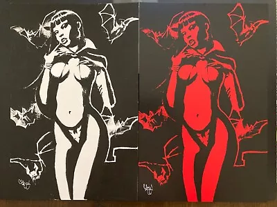 VAMPIRELLA ACRYLIC PAINTING CHRIS MCJUNKIN 11x17 Original Art + PRINT DISCOUNTED • $899.99