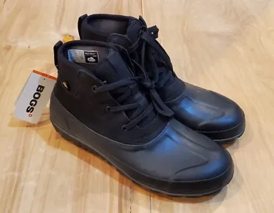 BOGS Casual Lace Waterproof Leather Snow Boots Black 72620-001 Comfort Men Sz 10 • $59.95