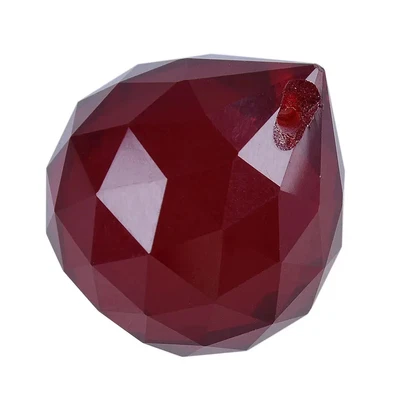 £15 • Buy FENG SHUI HANGING CRYSTAL BALL 40mm Red Faceted Prism Sphere/uk Seller
