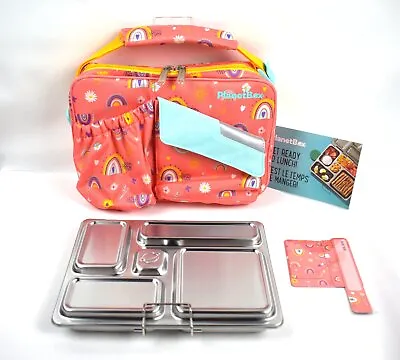 PlanetBox Rover 5 Compartment Stainless Steel Lunchbox & Bag Set (Pink Rainbow) • $39.98