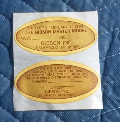 Original Gibson Mandolin Labels THE GIBSON MASTER MODEL From Kalamazoo Factory • $12.50