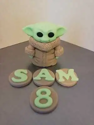  Handmade Fondant Baby Yoda -  Star Wars - Unofficial - Birthday Cake Topper  • £25