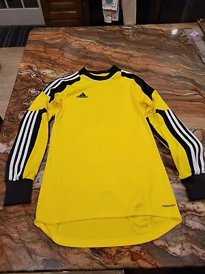 Adidas Goalkeeper Jersey Vtg M Soccer Shirt Padded Climalite Goalie Yellow Black • $18.95