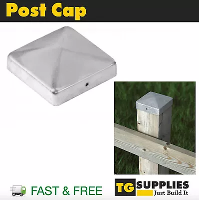 Silver Galvanised Square Pyramid Metal Fence Gate Post Cap Caps 70 And 90mm • £4.49