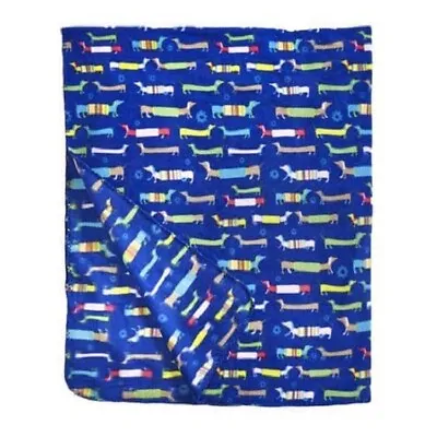 Royal Blue Dachshund Print Fleece Throw Blanket • $15