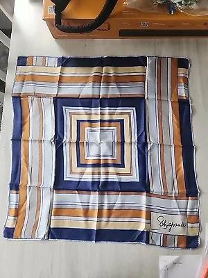 Beautiful Vintage Schiaparelli Silk Scarf Hand Rolled Geometric 26  Sq. NOS • $25