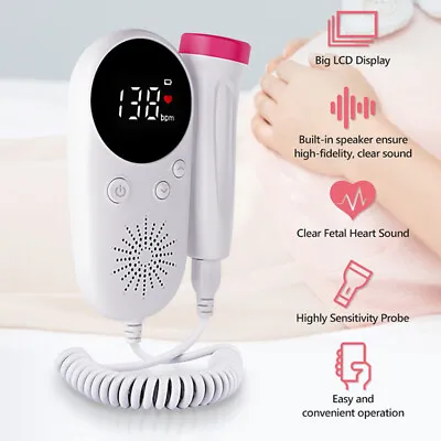 Baby Fetal Doppler Heart Beat Detector Rate Monitor Ultrasonic Probe Prenatal • £17.99