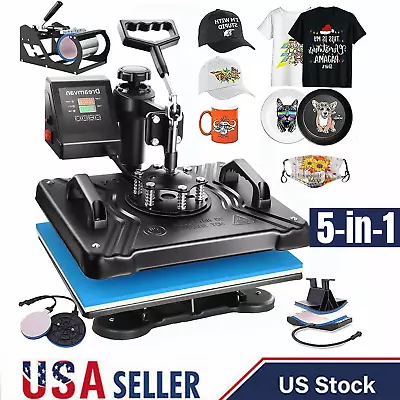 5-in-1 Heat Press Machine360-Degree Rotation Digital Combo 12x15 Heat Transfer • $189.89