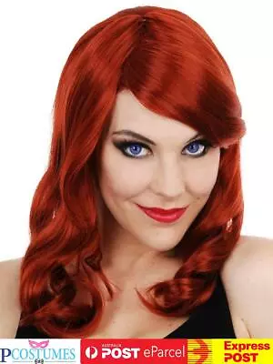 Scarlett Red Mermaid Jessica Rabbit Poison Ivy Costume Wig Hair With Fringe • $33