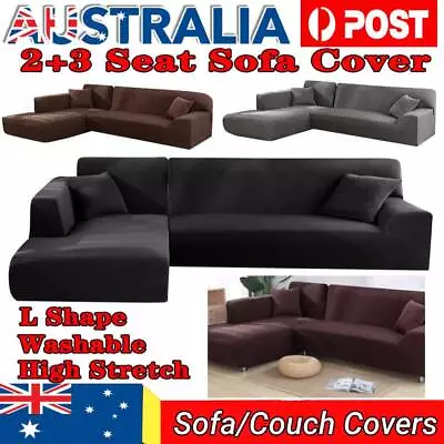 Stretch Elastic Couch Sofa L Shape Lounge Covers 3+2 Seater Cover Slipcover NEW • $34.31