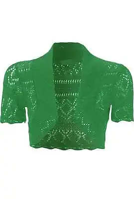 Ladies Knitted Cardigan Women Crochet Shrug Bolero Top In Uk Sizes • £6.99
