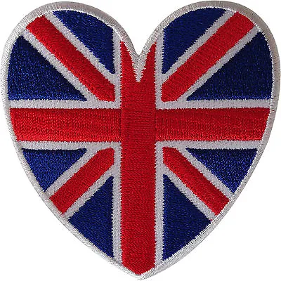 £2.79 • Buy UK Flag Heart Patch Embroidered Iron Sew On Union Jack British Badge Applique