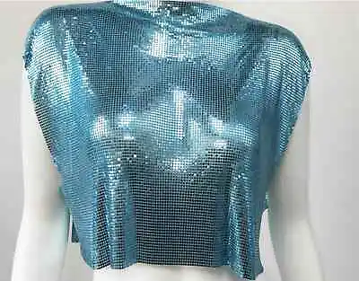 Teal Mermaid Top Metal Top Gold Chainmail Top Gold Sequin Festival Top Metal • £58.87