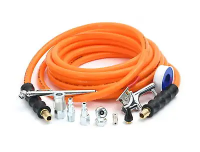 HyperTough 3/8in X 25ft PVC Air Hose And 10 Piece Quick Starter Accessory Kit • $20.31