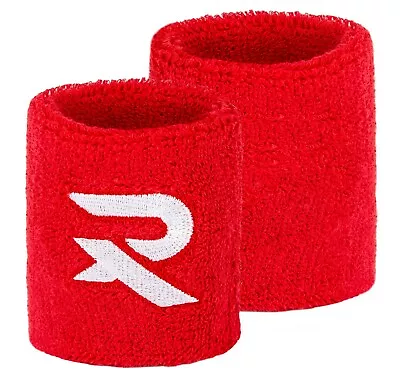 Sports Wrist Sweatbands X 2 Red Cotton Wristbands Squash Tennis 80s Fitness • £6.79