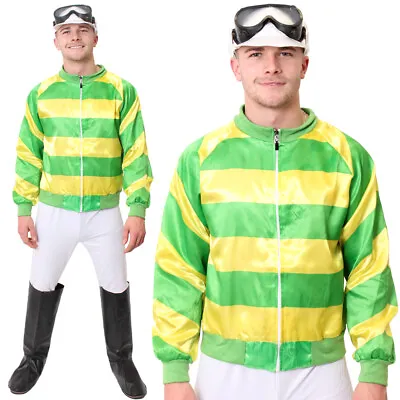 Mens Jockey Costume Horse Racing Fancy Dress Green Top Trousers Goggles Boots • £23.99