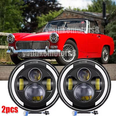 2x Fit MG Midget 1969-1979 MG 1969-1981 7  Round LED Headlights Hi-Lo Beam W/DRL • $37.33