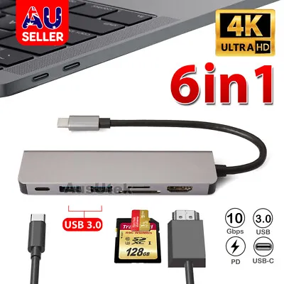 6in1 USB-C 4K HDMI USB 3.0 Adapter Extension HUB SD TF For MacBook IPad Pro Mini • $25.45