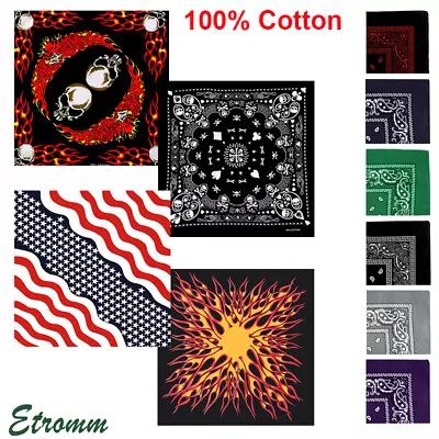 1-2Pcs Bandana 100% Cotton Paisley Print Double-Sided Scarf Head Neck Face Mask • $2.95