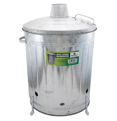 90L Incinerator Fire Bin Galvanised Garden Waste Rubbish Trash Wood Burner Large • £29.95