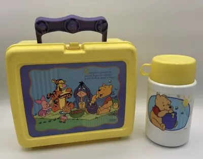 Vintage Yellow Thermos Brand Kids Lunchbox Disney Winnie The Pooh 90s Retro • $24.99