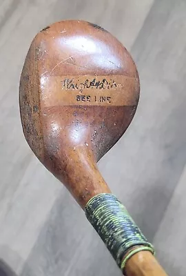 Antique Vintage Wright & Ditson Bee Line Hickory Wood Shaft Golf Club Brassie • $59